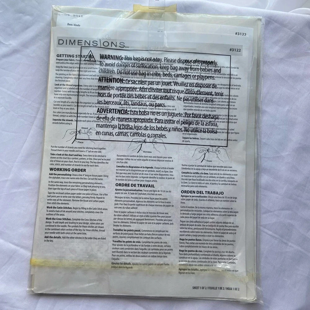 Dimensions Stamped Cross Stitch Two Hearts Wedding Record One Love 3122